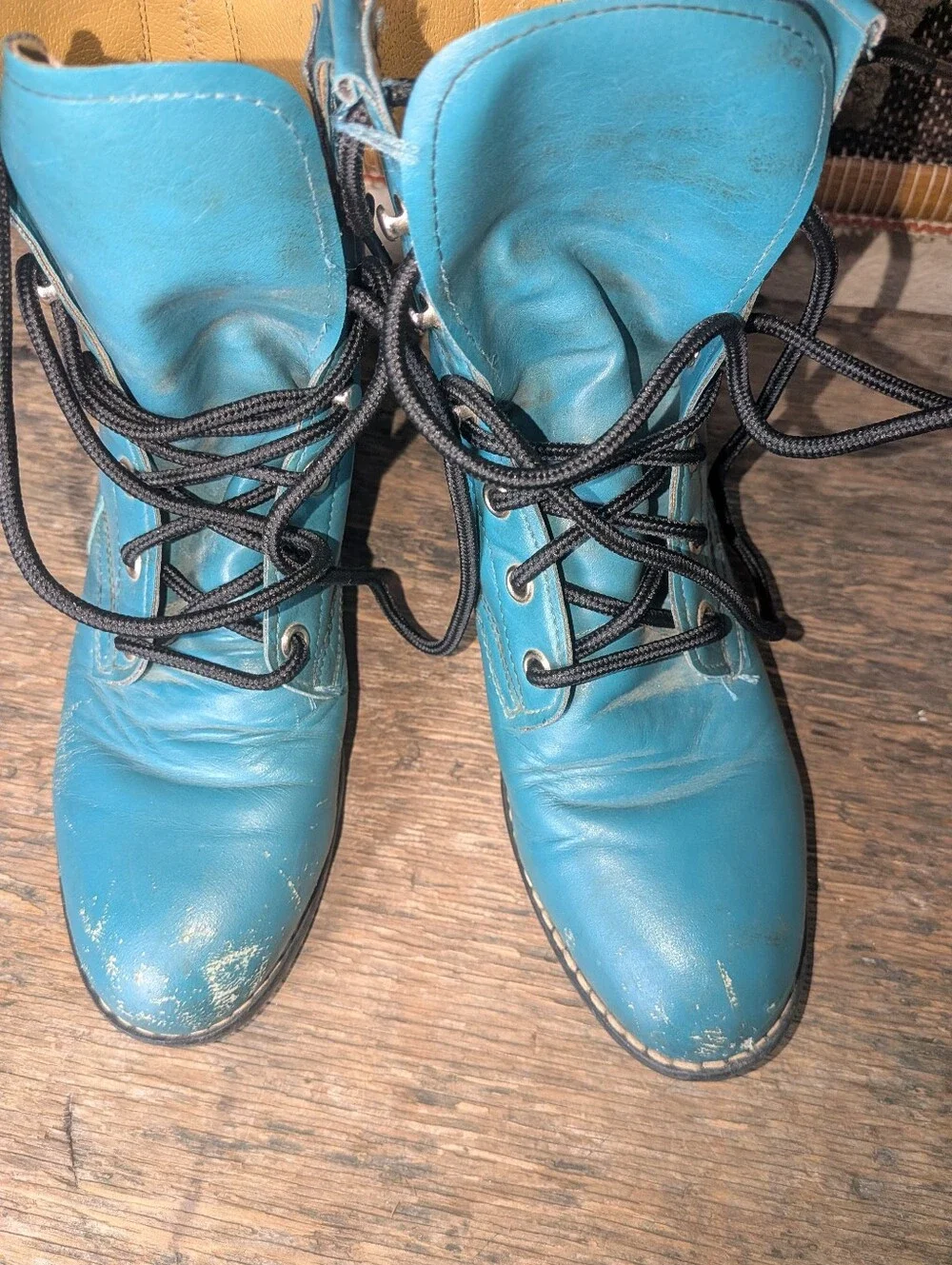 Kids Vintage Teal Roper Style Riding Boots